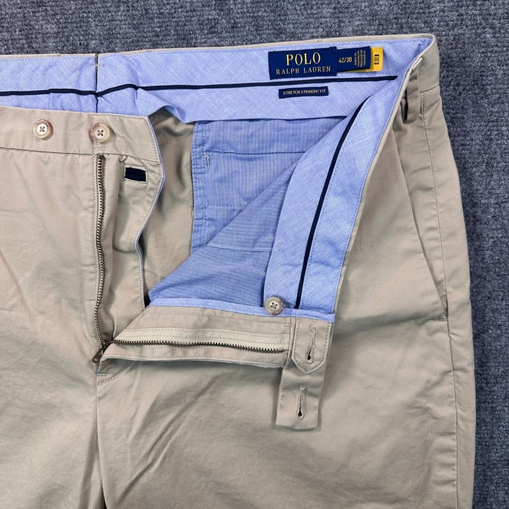 Polo Ralph Lauren Stretch Straight Fit Khaki Chino Pants Men's 42x30 Beige Golf - Picture 6 of 12